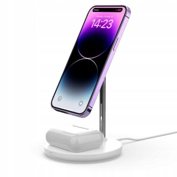 Bild 3, Tech-Protect 15W Qi 2in1 Trådlös MagSafe Laddare Vit