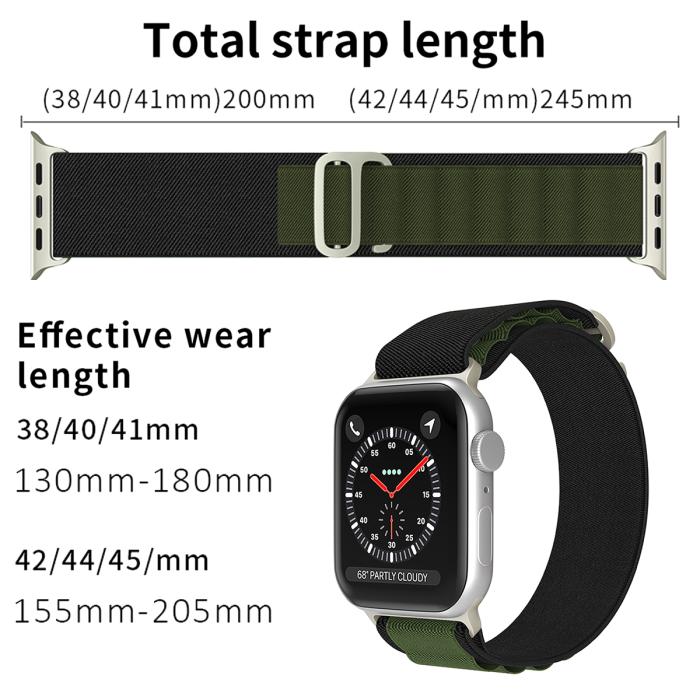 Bild 4, Apple Watch 38/40/41 mm Armband Alpine Pro Loop Svart/Grön