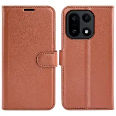 OnePlus 15 Fodral Litchi L&auml;der Brun
