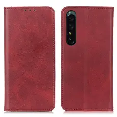 Sony Xperia 1 V Fodral Flip Split Läder Röd