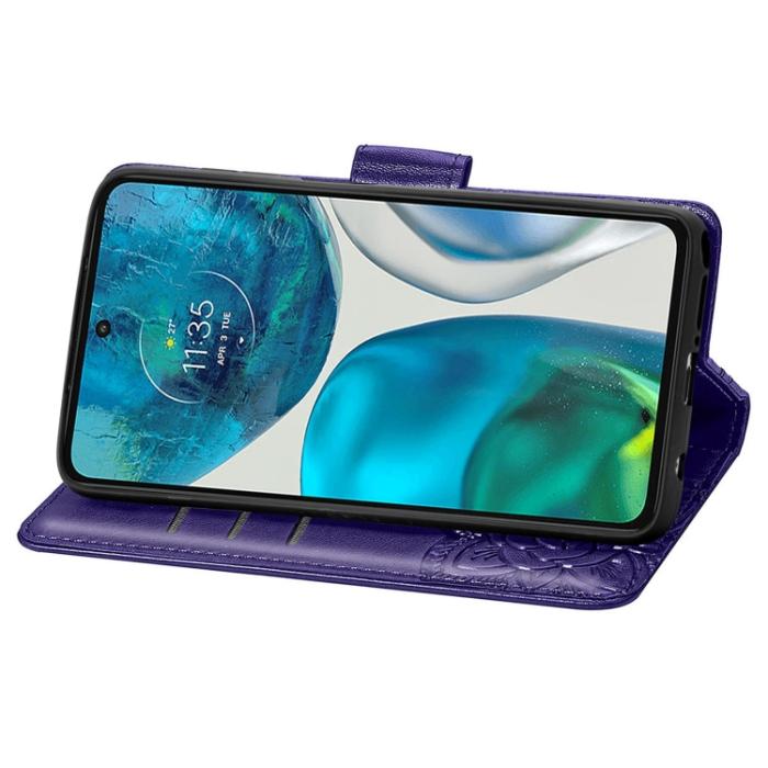 Bild 4, Motorola Moto G52/G82 Fodral Fjäril Tryck Mörk Lila