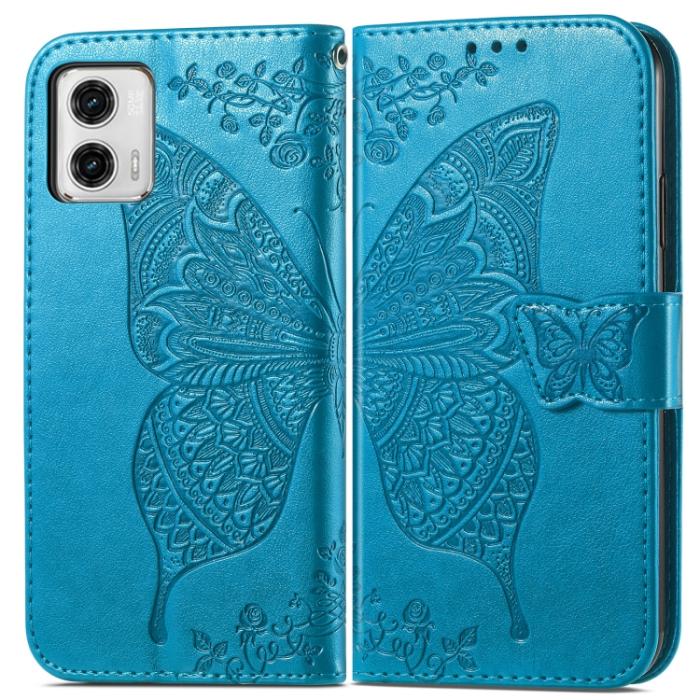 Bild 2, Motorola Moto G73 5G Fodral Butterfly Blå