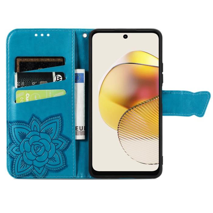 Bild 3, Motorola Moto G73 5G Fodral Butterfly Blå