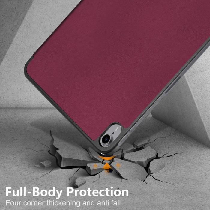 Bild 6, iPad 11 2025 / 10.9 2022 Fodral Tri-Fold Vinröd