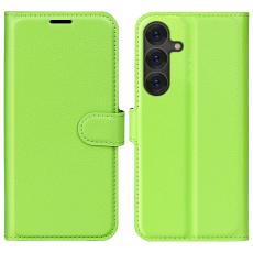 Samsung Galaxy S25 Plus Fodral Litchi L&auml;der Gr&ouml;n