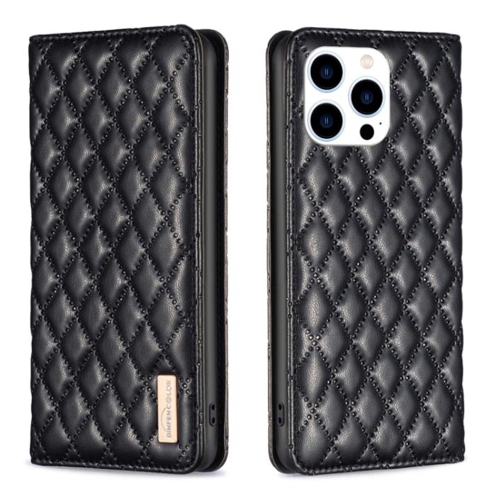 Bild 1, iPhone 15 Pro Fodral Diamond Flip Läder Svart