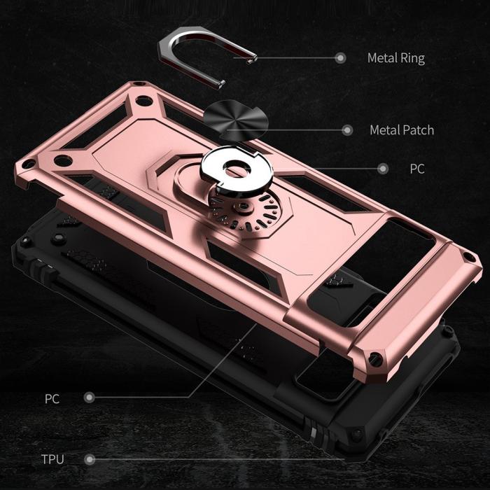Bild 3, Google Pixel 7 Skal Shockproof Hybrid Ring Armor Roséguld