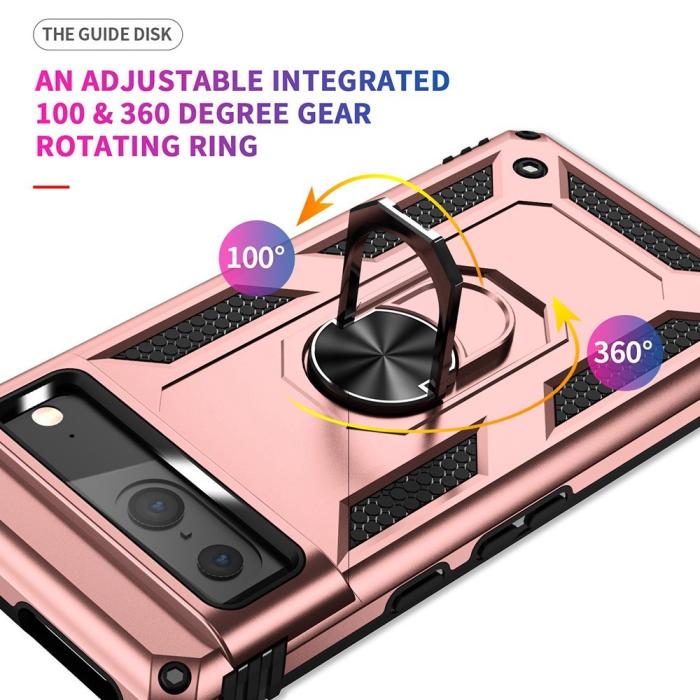 Bild 6, Google Pixel 7 Skal Shockproof Hybrid Ring Armor Roséguld