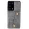 Samsung Galaxy S21 Ultra - Läder Skal Med Kortfack Och Magnet - Grå