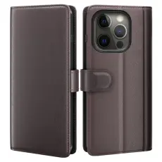iPhone 13 Pro - Premium Äkta Läder Fodral - Brun