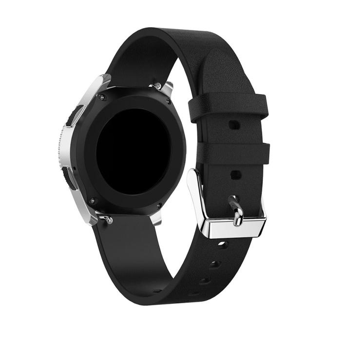 Bild 3, Äkta Läder Armband - Svart (22mm)