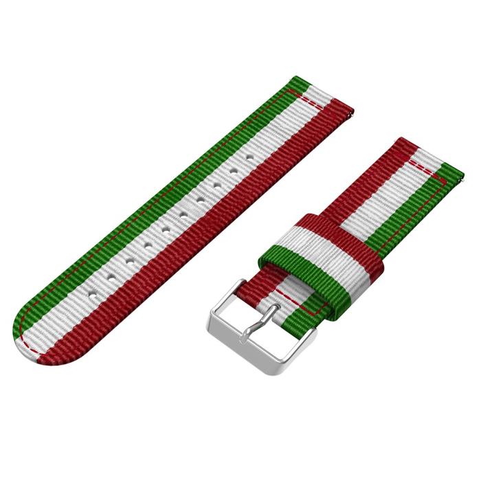 Bild 2, Nylon Armband Med Vertikal Design - Grön/Vit/Röd (22mm)