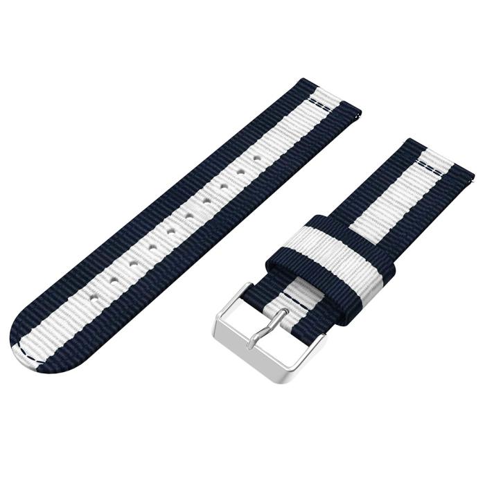 Bild 3, Nylon Armband Med Vertikal Design - Blå/Vit (22mm)