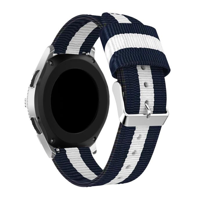 Bild 4, Nylon Armband Med Vertikal Design - Blå/Vit (22mm)