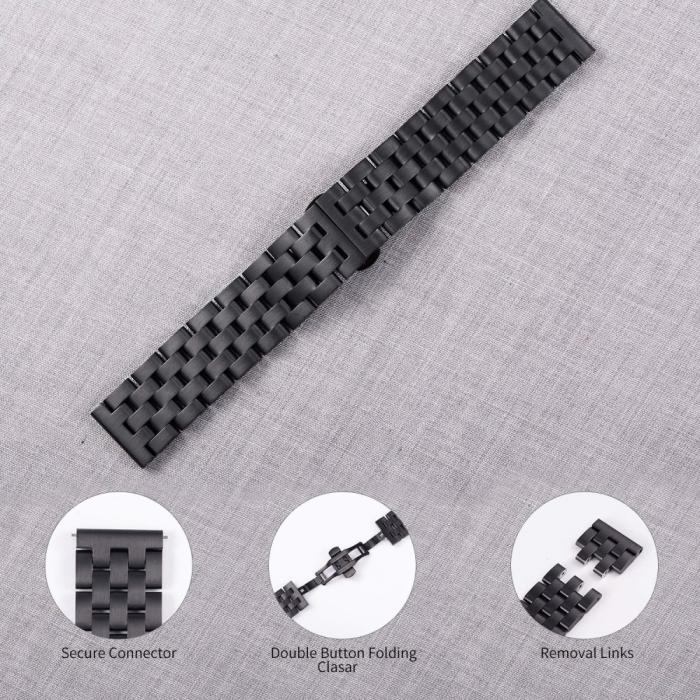 Bild 3, Lyxigt Metallarmband I Rostfritt Stål - Svart (22mm)