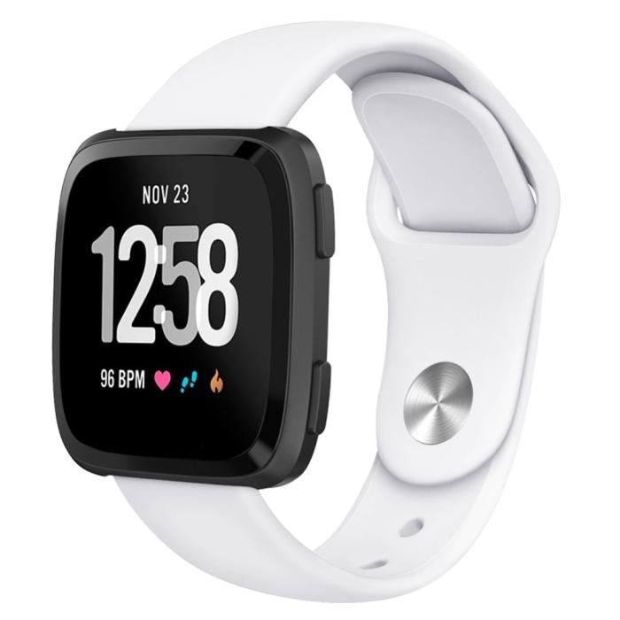 Bild 2, Silikon Armband Fitbit Versa/Versa 2/Versa Lite - Vit