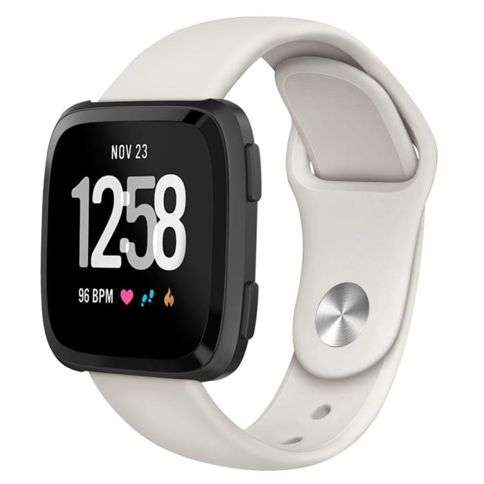 Bild 2, Silikon Armband Fitbit Versa/Versa 2/Versa Lite - Ljus Beige