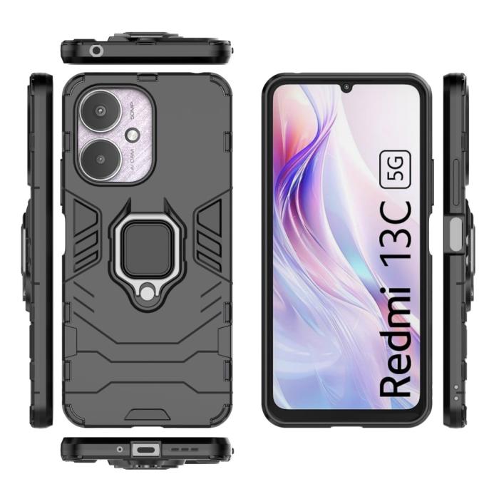 Bild 5, Xiaomi Redmi 13C 4G Skal Armor Hybrid Kickstand Svart