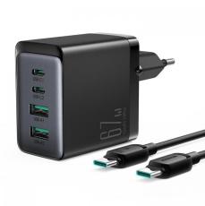 Joyroom 67W GaN 2x USB-C, 2x USB-A Väggladdare Inkl. USB-C Kabel Svart