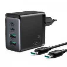 Joyroom 67W GaN 2x USB-C, 2x USB-A Väggladdare Inkl. USB-C Kabel Svart
