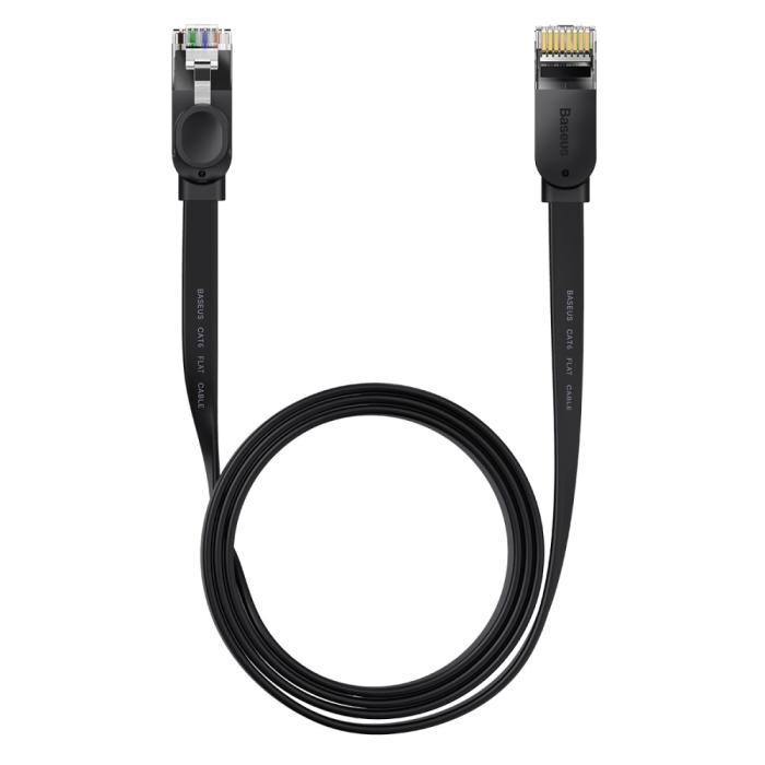 Bild 1, Baseus 1.5m Cat6 Platt RJ45 Nätverkskabel Svart