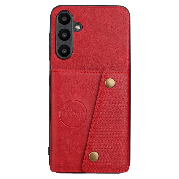 Bild 2, Samsung Galaxy A57 5G Skal Läder Med Kortfack Och Magnet Röd