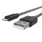 Smartline 2m Lightning MFi Nylon Laddningskabel Svart/Vit