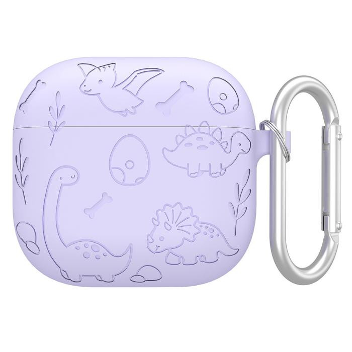 Bild 1, AirPods 4 Skal Med Dinosaurie Motiv Silikon Lila