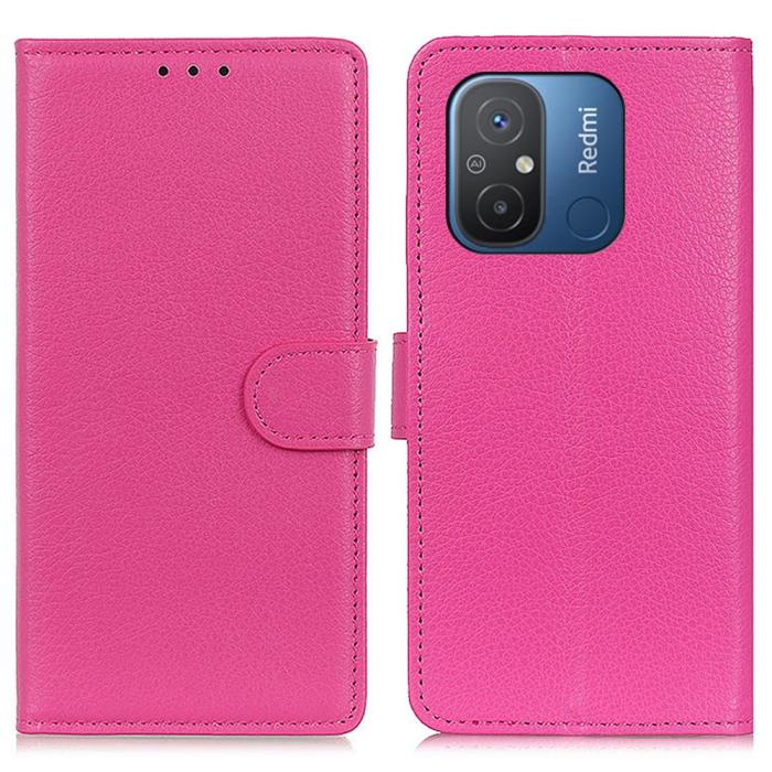 Bild 1, Xiaomi Redmi 12C 4G Fodral Läder Litchi Textur Rosa