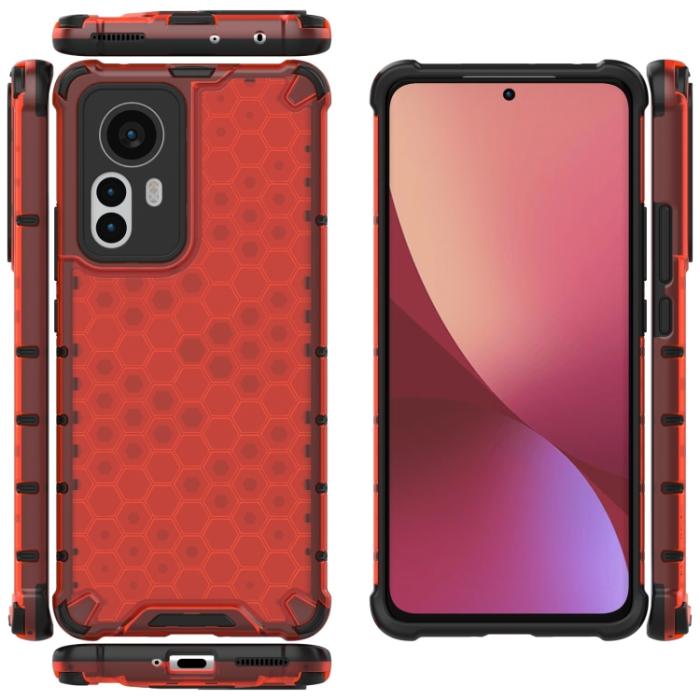 Bild 6, Xiaomi 12 Pro Skal Hybrid Honeycomb Röd