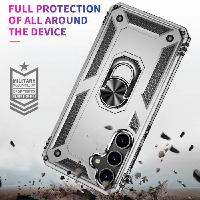 Bild 2, Samsung Galaxy S24 Skal Hybrid Armor Ring Silver