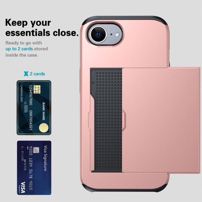 Bild 6, iPhone 16e Skal Hybrid Med Kortfack Guld