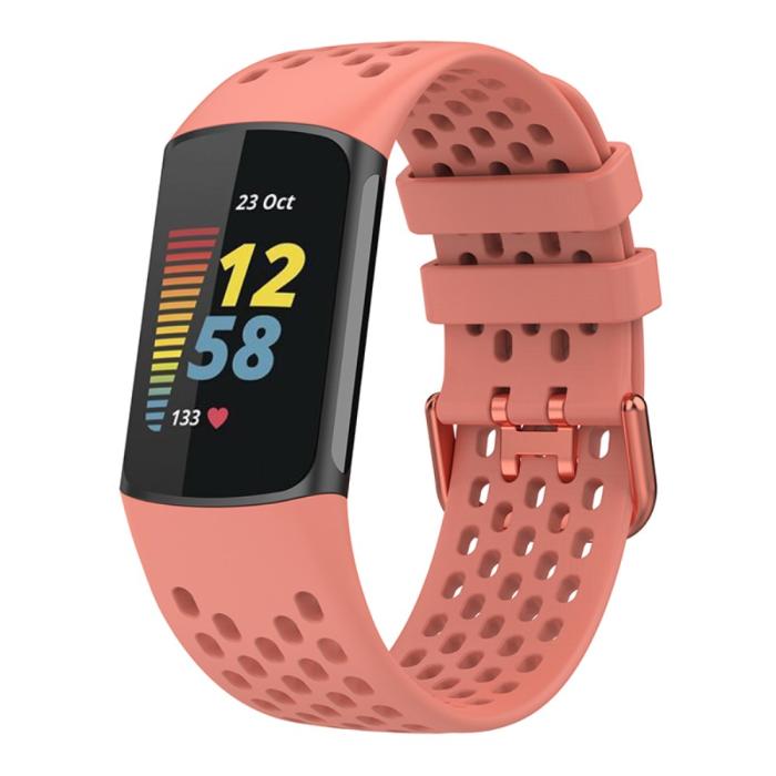 Bild 3, Fitbit Charge 6 / 5 Armband Silikon Ihåligt Korall