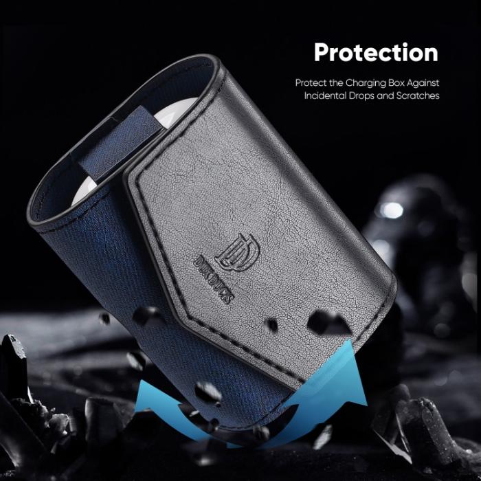 Bild 4, DUX DUCIS AirPods 3 Fodral PU-Läder Med Krok Svart/Blå