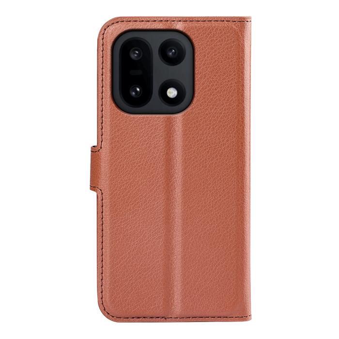 Bild 3, OnePlus 15 Fodral Litchi Läder Brun