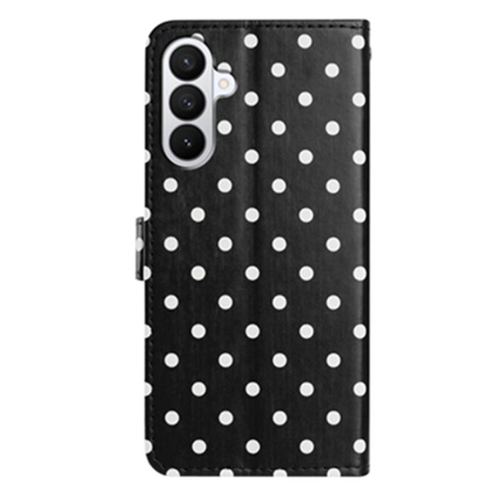 Bild 2, Samsung Galaxy S26 Plus Fodral Polka Dot Läder Svart/Vit