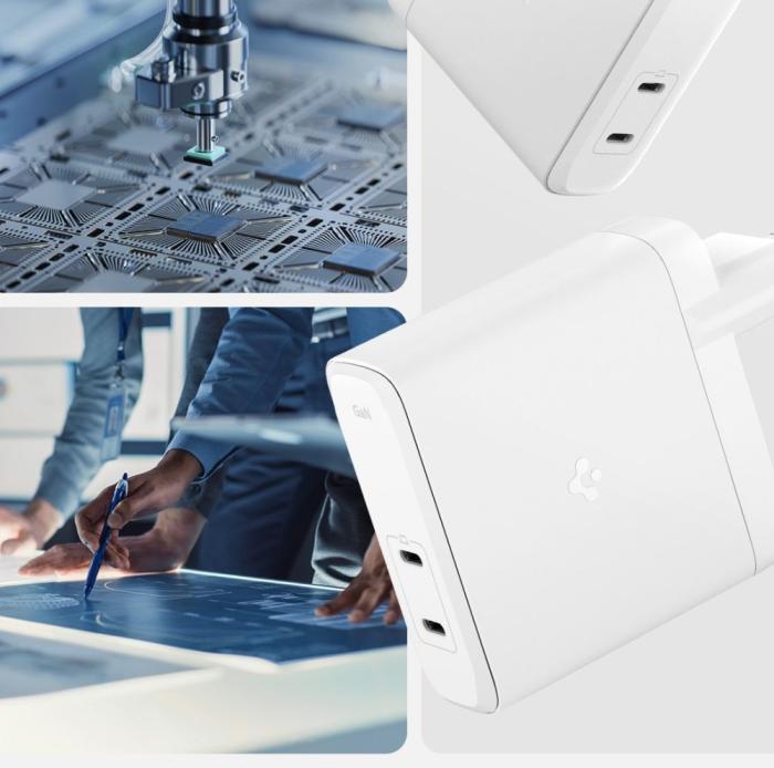 Bild 3, Spigen 140W 2x USB-C Väggladdare Arcstation Pro Vit
