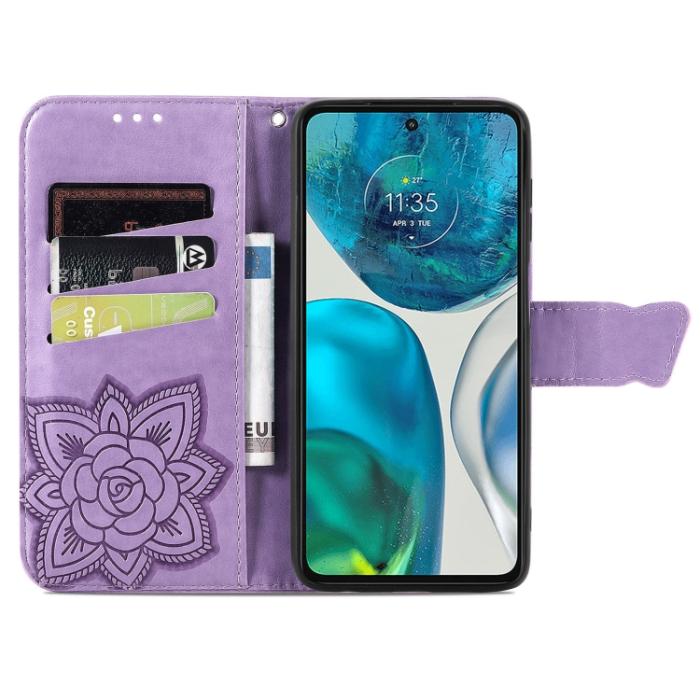 Bild 3, Motorola Moto G52/G82 Fodral Fjäril Tryck Ljus Lila