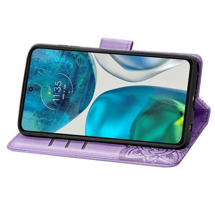 Bild 4, Motorola Moto G52/G82 Fodral Fjäril Tryck Ljus Lila