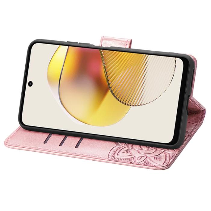 Bild 4, Motorola Moto G73 5G Fodral Butterfly Roséguld