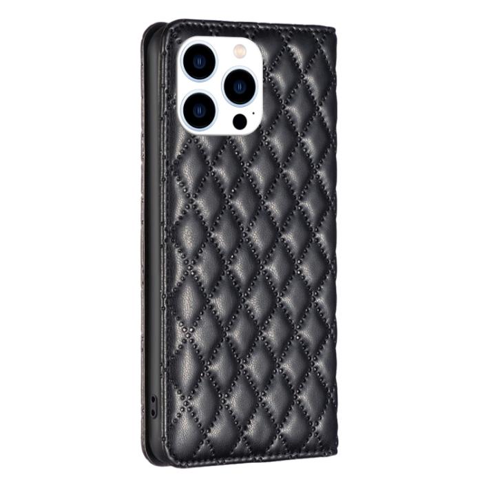Bild 3, iPhone 15 Pro Fodral Diamond Flip Läder Svart