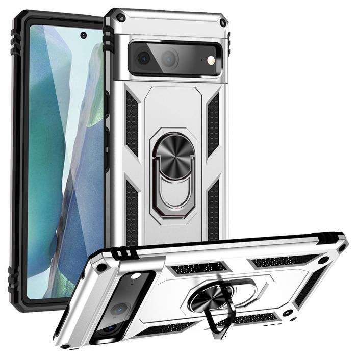 Bild 1, Google Pixel 7 Skal Shockproof Hybrid Ring Armor Silver