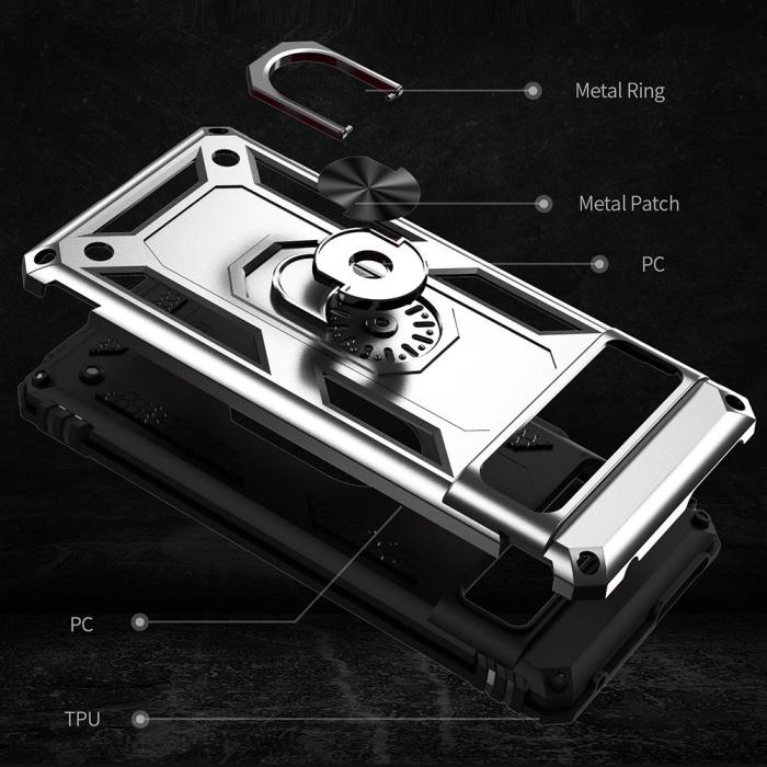 Bild 3, Google Pixel 7 Skal Shockproof Hybrid Ring Armor Silver