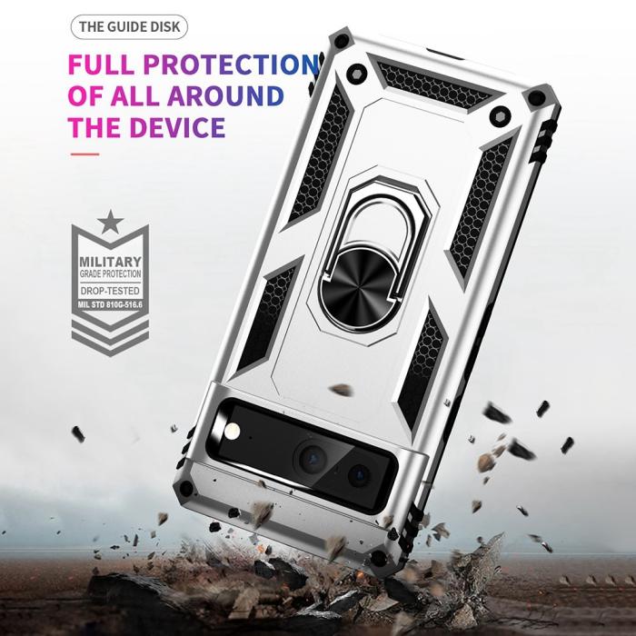 Bild 5, Google Pixel 7 Skal Shockproof Hybrid Ring Armor Silver