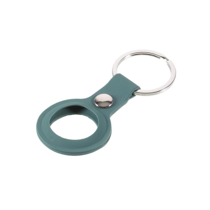Bild 2, Apple AirTag Hållare Nyckelring Med Knäppe I Silikon - Army Green