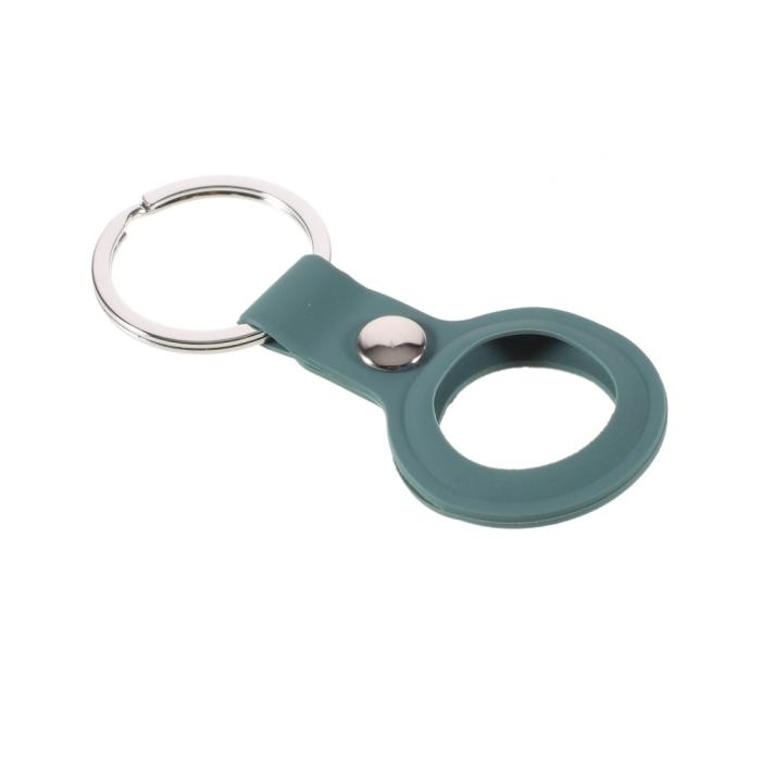 Bild 3, Apple AirTag Hållare Nyckelring Med Knäppe I Silikon - Army Green