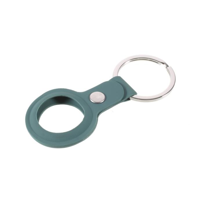 Bild 4, Apple AirTag Hållare Nyckelring Med Knäppe I Silikon - Army Green