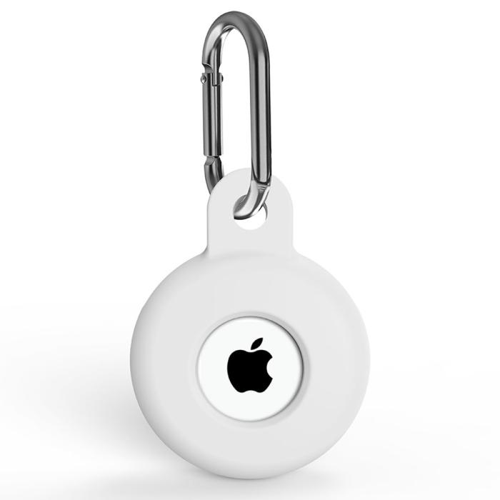 Bild 1, Apple AirTag Hållare Med Karbinhake I Silikon - Vit