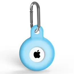 Apple AirTag Hållare Med Karbinhake I Silikon - Fluorescent Blå