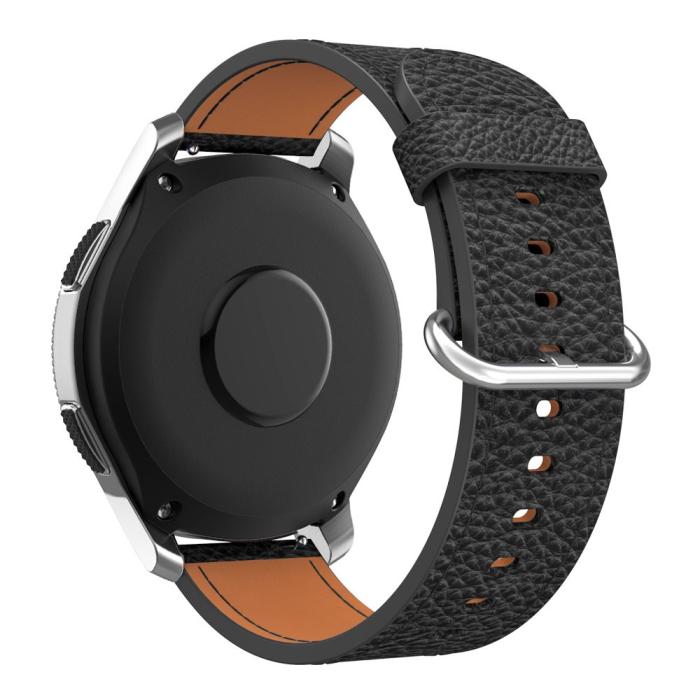 Bild 2, Äkta Läder Armband Med Klasssikt Spänne - Svart (22mm)